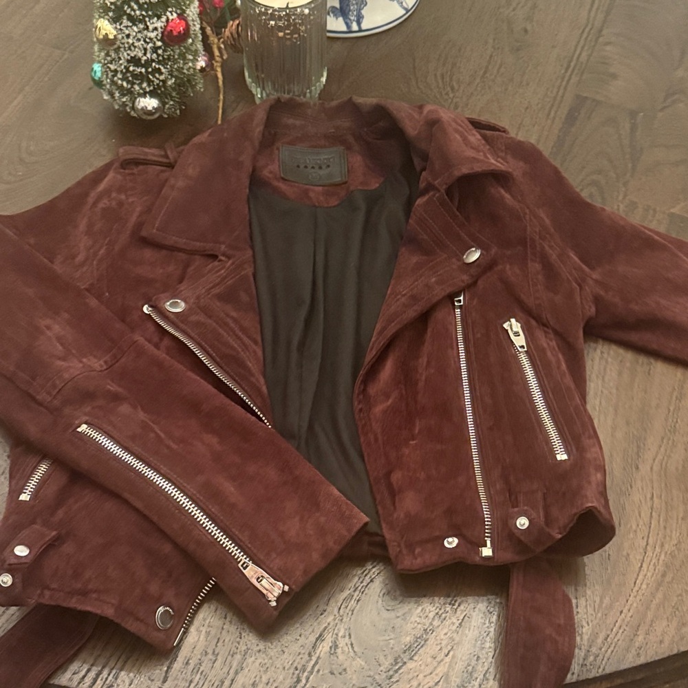 Blank NYC Dark Red Suede Leather Jacket